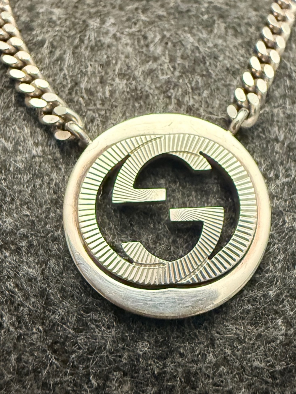 Gucci GG Groove Double G Sterling Silver 925 Necklace 18” Authentic